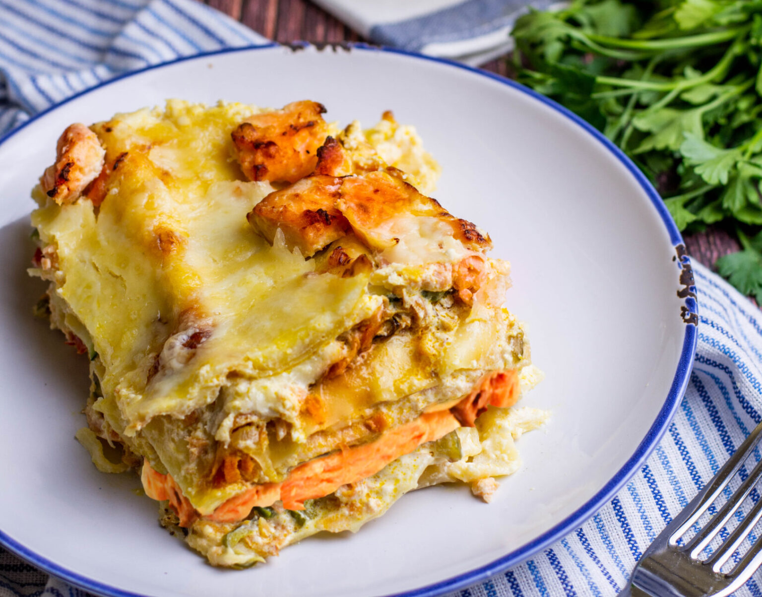 Salmon and Vegetables Lasagna Camanchaca Salmons